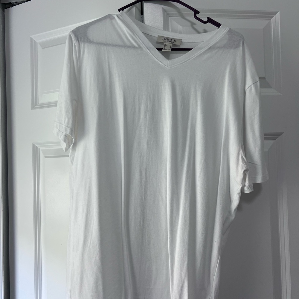 Mens White V-Neck T-Shirt